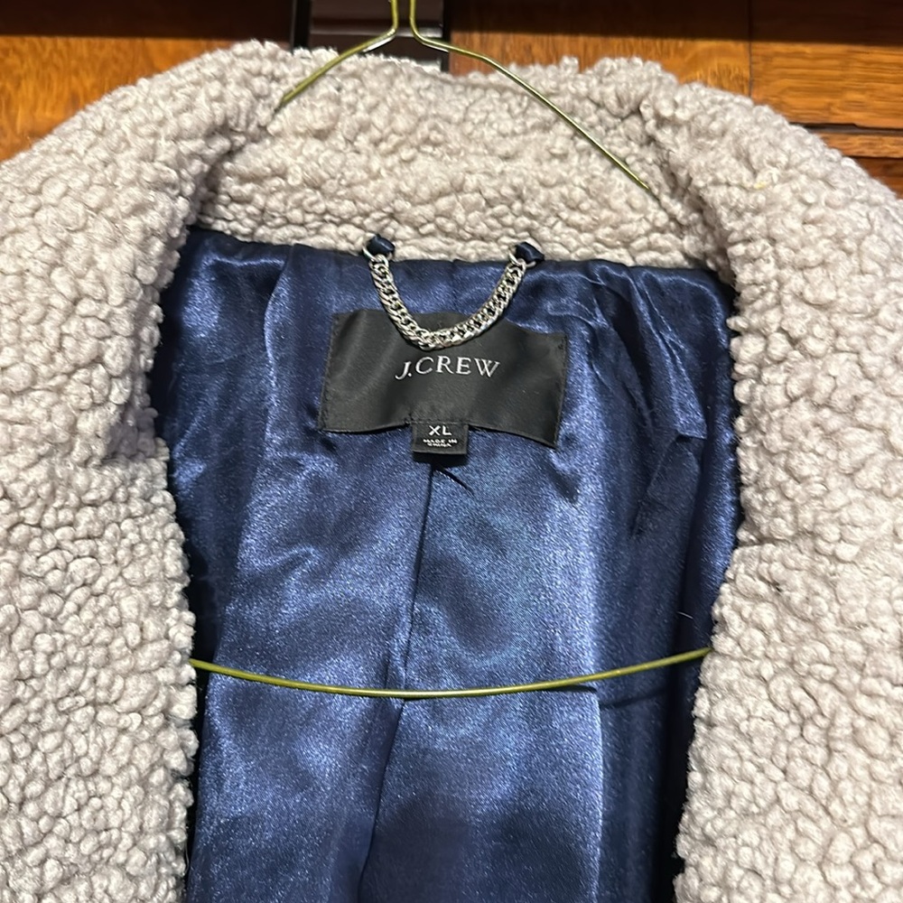 J Crew Teddy Sherpa Topcoat in Nantucket Fog - Picture 4 of 7